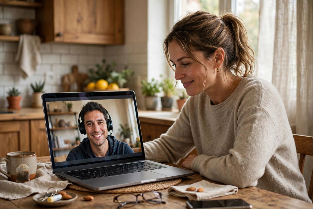 Homeowner on a video call with remote tech support